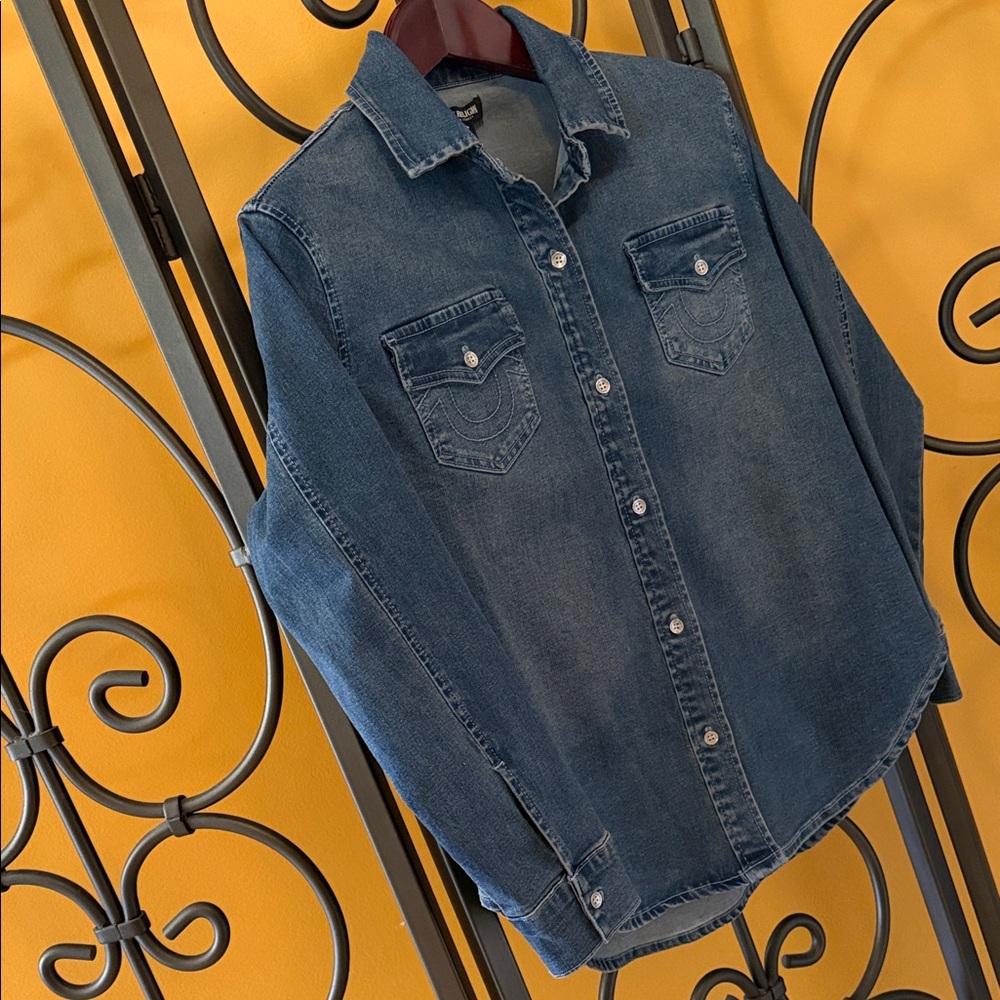 TRUE RELIGION Georgia Denim Glitter Shirt - Picture 4 of 16